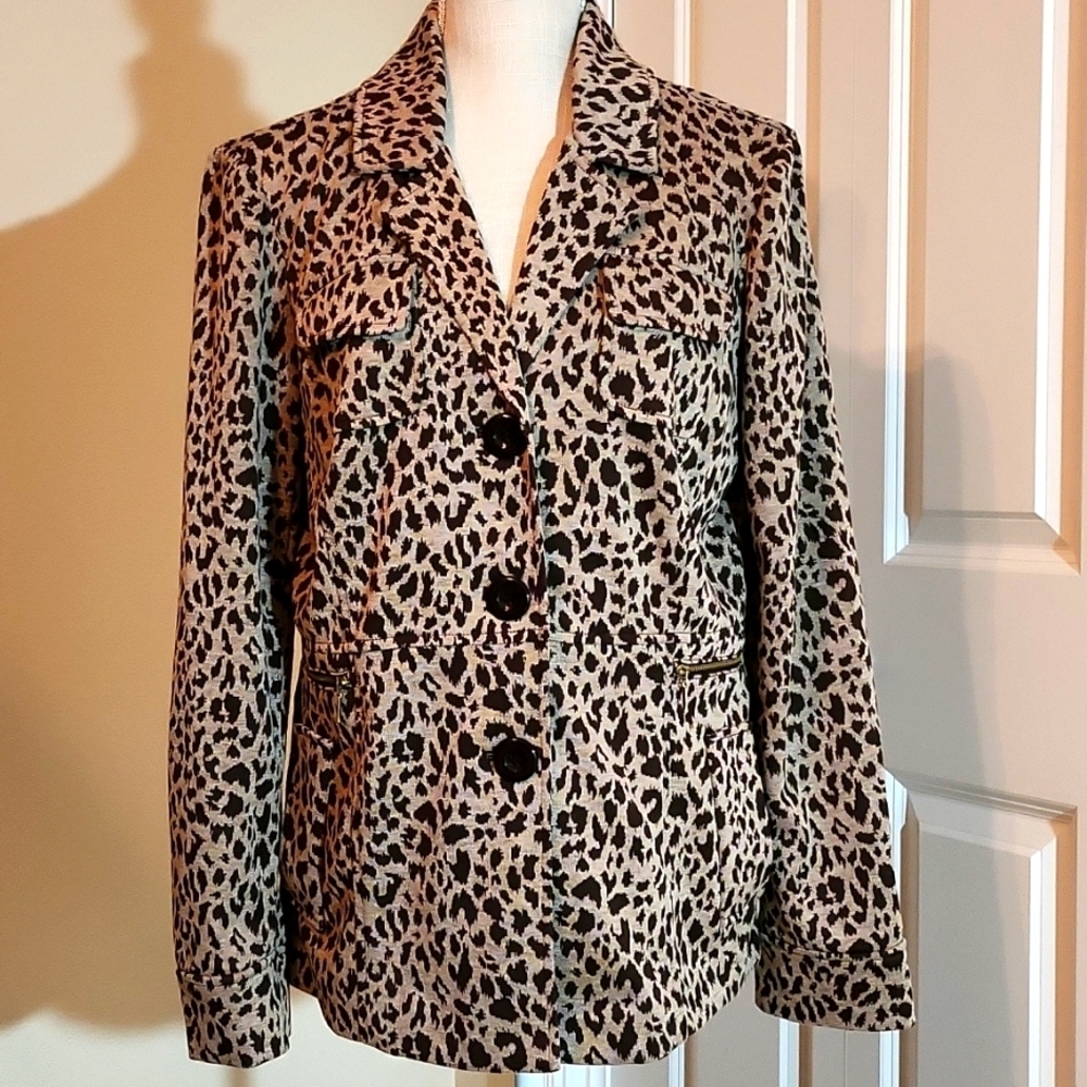 FENN WRIGHT MANSON Beautiful Soft Cheetah Print Blazer Sz M GREAT CONDITION